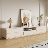 Meubles de salon modernes blancs crème français Combo minimaliste meuble TV à bords ronds Table basse pour petite décoration de la maison