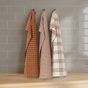 Serviettes de cuisine en coton écologiques, motif à carreaux, forme rectangulaire, lavables en machine, tissu tissé, usage en cuisine - Product Image 1