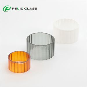 OEM Glass Manufacturer's Industrial Handmade 3.3 Colors Ribbed Tube High Borosilicate Frosted Painted Eco-Friendly Indoor <b>Light</b> - Product Image 4