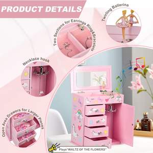 Ever Bright Carillon Portagioie per Bambini a 5 Livelli con Porta Girevole, <span class=keywords><strong>Ballerina</strong></span> Rotante, Design Castello Unicorno, Meccanismo a Manovella, Set Gioielli di Carta - Product Image 3