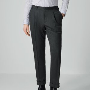 Pantalon sur mesure avec ajusteurs latéraux et pli unique, pantalon pour <span class=keywords><strong>homme</strong></span> 100% laine sur mesure avec revers, pantalon de <span class=keywords><strong>style</strong></span> napolitain - Product Image 5