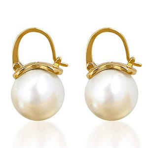 Eleganti orecchini pendenti con perle placcati in oro per donna, gioielli da sposa classici, orecchini rotondi alla moda con perle finte - Product Image 6