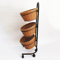 Étagère de rangement simple pour fruits et légumes avec roulettes et paniers