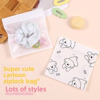 Sacs refermables transparents style Ins pour petites emballages de snacks, pinces à cheveux, bijoux, avec fermeture éclair givrée motif petit ours