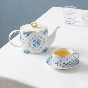 Juego de Té de Porcelana China con Diseño Floral Azul <span class=keywords><strong>y</strong></span> Blanco de Lujo P&T, <span class=keywords><strong>Tetera</strong></span> <span class=keywords><strong>y</strong></span> Taza de Café de Cerámica con Logotipo para Hotel, Restaurante, Boda - Product Image 2
