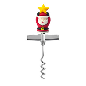 Santa Claus Bottle Opener Zinc Alloy Round Corkscrew Wine Opener With Star Design Portable For Holiday Use - Product Image 3