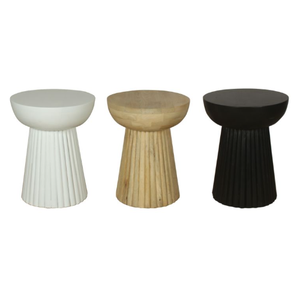 Table d'appoint élégante au design cannelé, fabriquée à la main, en bois de manguier massif durable, finition naturelle avec touche décorative pour intérieurs modernes - Product Image 6