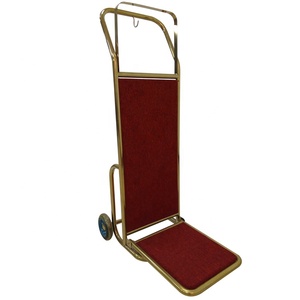 Modern Foldable Stainless Steel Luggage Cart Titanium Chrome Finish Durable Hotel Lobby Hand <strong>Trolley</strong> 200pounds Load Capacity - Product Image 2