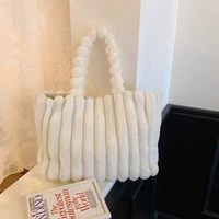 Sac à bandoulière en peluche tendance pour femme, grand sac moelleux pour le quotidien, sac de shopping simple, sac bandoulière moelleux
