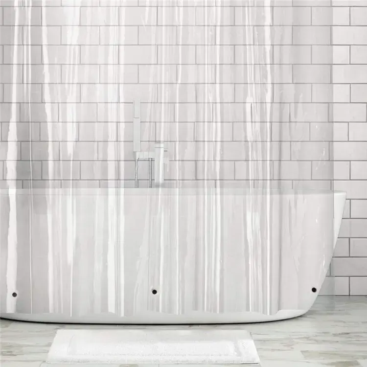 Transparent Clear Eco Friendly Waterproof PEVA Mildew Resistant Bathroom Shower Curtain
