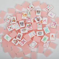 Set Mahjong Akrilik Gaya Amerika Baru dengan Desain Kucing Warna Jelly-pink, Ringkas, Dipoles Tangan, Portabel untuk Perjalanan, Stok Mahjong Mah Jongg