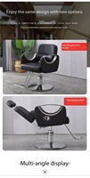 Chaise de salon en cuir PU noir avec fonction inclinable, chaise de barbier hydraulique pour salon de coiffure, institut de beauté, barbier