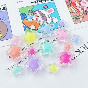 Cuentas acrílicas de estrella de cinco puntas, colores mixtos, cuentas transparentes para lazos para el pelo, pulseras, joyería, cadenas para teléfonos, llaveros y accesorios. - Product Image 1