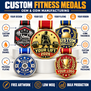Médailles de compétition de fitness personnalisées Or Argent Nickel Noir Powerlifting Gym Challenge Awards Fabricant OEM ODM - Product Image 4