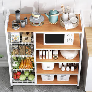 Ensemble de meubles de salon en bois de chêne au design moderne, étagère de rangement de cuisine, support pour <span class=keywords><strong>four</strong></span> à <span class=keywords><strong>micro</strong></span>-ondes, style panneau - Product Image 6