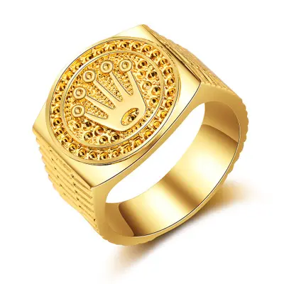 Anel crown masculino e feminino, anel banhado a ouro hiphop rock e ouro