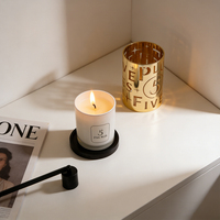 Cubierta de Lujo para Portavelas Dorado Hueco - Número 5 y Letra Recortada, Pantalla Decorativa para Velas Aromáticas, Regalo de Decoración para el Hogar
