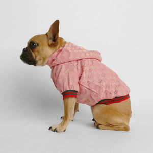<b>Pink</b> Solid Cotton Warm <b>Dog</b> Hoodie with Red Green Trim Cute Leisure Pet Clothes for <b>Dogs</b> All Seasons Wear - Product Image 1