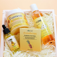 Kit de Soins Intimes Yoni à Marque Privée GMP, Gel et Savon Lavant pour le Vagin, Exfoliant Corporel au Curcuma à Prix Abordable – Meilleures Ventes