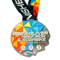Fabricants OEM, vente en gros, médailles de course personnalisées en alliage de zinc, gravure 3D, souvenir sportif, médaille de finisseur Ironman avec ruban