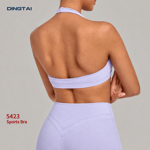 Sujetador deportivo Dingtai con espalda recortada y tirantes fijos para mujer, con almohadillas extraíbles, sin aros, soporte medio, transpirable, color liso, para pickleball - Product Image 2