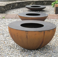 Brasero rond en acier corten avec grille pour la cuisson en plein air et les feux de joie, combustible pour bois de chauffage, écologique et portable