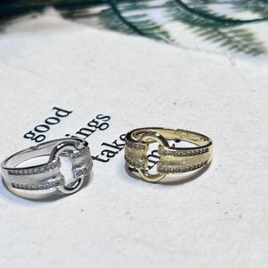 Bague Wenchi S925 en argent pur plaqué or, forme O, finition brossée, style antique de luxe haut de gamme, modèle serti - Product Image 5