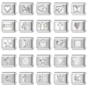 Nueva Pulsera Elástica de Acero Inoxidable con Diseño de Corazón, Estilo Italiano, Fabricada en Yiwu, con Dijes de Estrella y Mariposa Estampados, DIY - Product Image 2