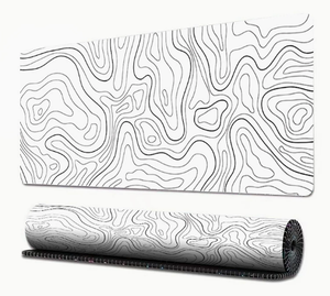 Tapis de souris de jeu grand format certifié BSCI avec <span class=keywords><strong>carte</strong></span> topographique, tapis de bureau noir avec base en caoutchouc antidérapante et bords surpiqués - Product Image 3