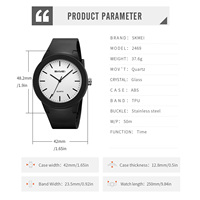 Reloj de Cuarzo Analógico Redondo Simple SKMEI 2469, Resistente al Agua 50M, Correa de TPU, Unisex, Casual, para la Escuela, Oficina, Uso Diario