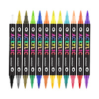 Marqueurs acryliques double face bicolores non effaçables OEM, pointe souple, empilables, opaques, pour l'art à l'école primaire