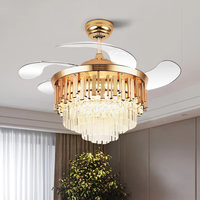 2049A Lustre en cristal ventilateur de plafond avec lumière avec télécommande