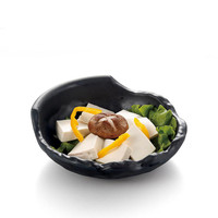 Assiettes à apéritif en mélamine noire de qualité alimentaire, écologiques, irrégulières, mates, format A5, pour la restauration, vente en gros