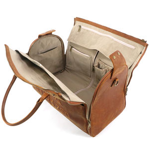 Bolsa de Viaje de Cuero Vintage Personalizada, Bolsa de Fin de Semana de Gran Capacidad, Bolsa de Gimnasio para Pasar la Noche, Proveedor OEM - Product Image 3