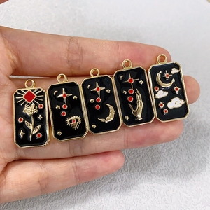 Black Tarot Card Enamel <strong>Charms</strong> Sun Moon Star Rose <strong>Magic</strong> <strong>Charms</strong> for DIY Jewelry <strong>Bracelet</strong> Necklace Earring Craft Decorations - Product Image 3