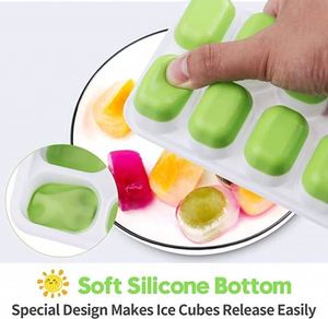 Bac à glaçons en silicone sans BPA à 14 cavités avec couvercle amovible, moule et plateaux empilables pour cadeaux promotionnels et d'affaires - Product Image 5