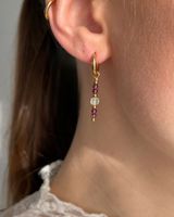 Boucles d'oreilles créoles tendance personnalisées en pierre naturelle et perles d'eau douce, avec pendentifs en pierres précieuses facettées, plaquées or, bijoux pour femme, idéales pour un cadeau