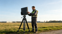 Système de détection et de positionnement de drones monté sur trépied, moniteur de sécurité aérienne longue portée pour l'extérieur