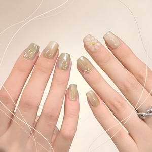 TSZS - Juego de 10 <span class=keywords><strong>Uñas</strong></span> Postizas de Lujo con <span class=keywords><strong>Diseño</strong></span> de Ojo de Gato Ovalado Corto, <span class=keywords><strong>Elegantes</strong></span> <span class=keywords><strong>Uñas</strong></span> Acrílicas con <span class=keywords><strong>Diseño</strong></span> de Lazo y Puntos - Product Image 2