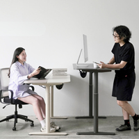Bureau électrique réglable en hauteur gris minimaliste, table de travail ergonomique moderne en métal pour jeux et ordinateur, mobilier de bureau à domicile