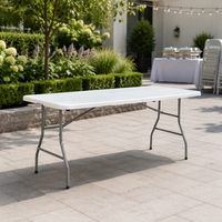 Table pliante rectangulaire de 6 pieds, en plastique, pliable, portable, pour fêtes, camping, pique-niques et repas en plein air