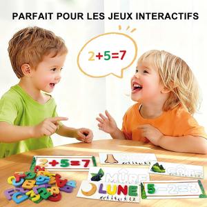 Cartes d'apprentissage en bois pour l'orthographe des mots, la lecture des lettres et les calculs mathématiques – Matériel pédagogique pour la maternelle et l'entraînement des compétences - Product Image 1