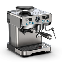 Cafetera Espresso Anbo de 20 Bares con Molinillo Integrado, Pantalla Digital Dual, Manómetro y Vaporizador, Acero Inoxidable