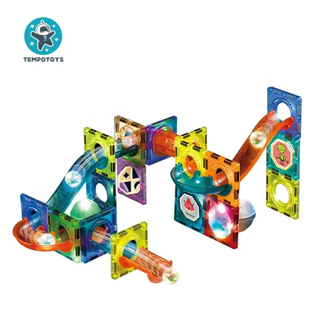 Blocs de construction magnétiques pour enfants, jeu de 49 pièces, jeu de construction, fente avec tige éducative en boule, marbre 3D