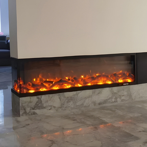 Cheminée électrique au design moderne de haute qualité Insert en acier à flammes simulées multicolores en verre à <span class=keywords><strong>3</strong></span> <span class=keywords><strong>faces</strong></span> pour décor d'espace public - Product Image 6