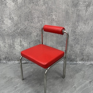 Silla de cuero de acero inoxidable personalizable de <span class=keywords><strong>estilo</strong></span> industrial con respaldo, muebles de cafetería para <span class=keywords><strong>restaurante</strong></span> al por mayor - Product Image 3