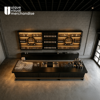 Étagères en fer de style industriel personnalisées, équipées de LED, porte-bouteilles mural, présentoir à vin, armoire de présentation