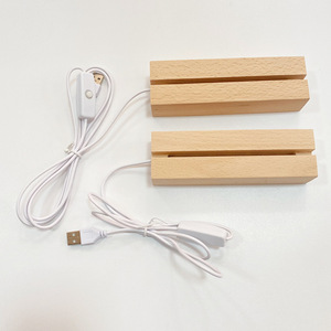 Base lumineuse en bois de hêtre 30 mm, lumière blanc chaud, support de lampe de bureau, design moderne minimaliste - Product Image 3