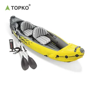 Thuyền Kayak Biển Đôi TOPKO, Thuyền Đánh Cá Bằng Nhựa Cứng Nhắc Gấp Được Ngoài Trời