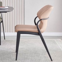 Chaise de salle à manger en cuir PU souple, style nordique italien minimaliste, luxe pour la maison, l'hôtel, le restaurant, squelette métallique léger